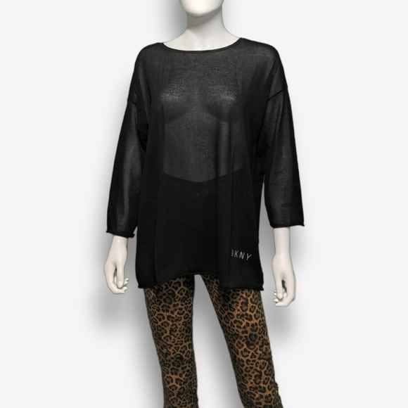 DKNY Ribbed Dropped-Shoulder Pullover Black M - Picture 5 of 10